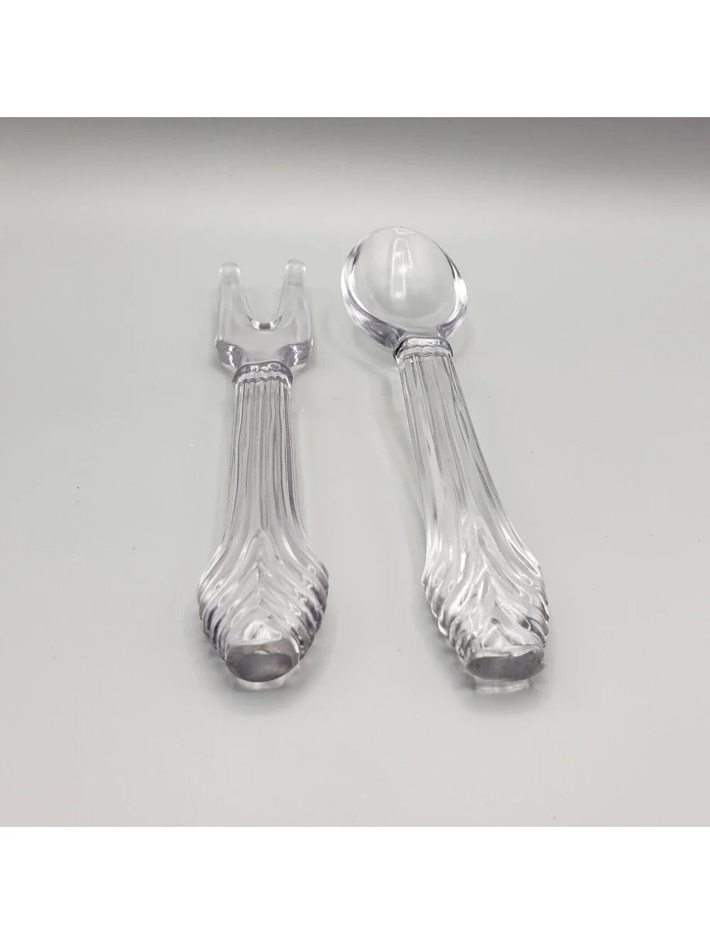 Vintage Imperial Glass Salad Server Set Fork Spoon Depression Era 9.75